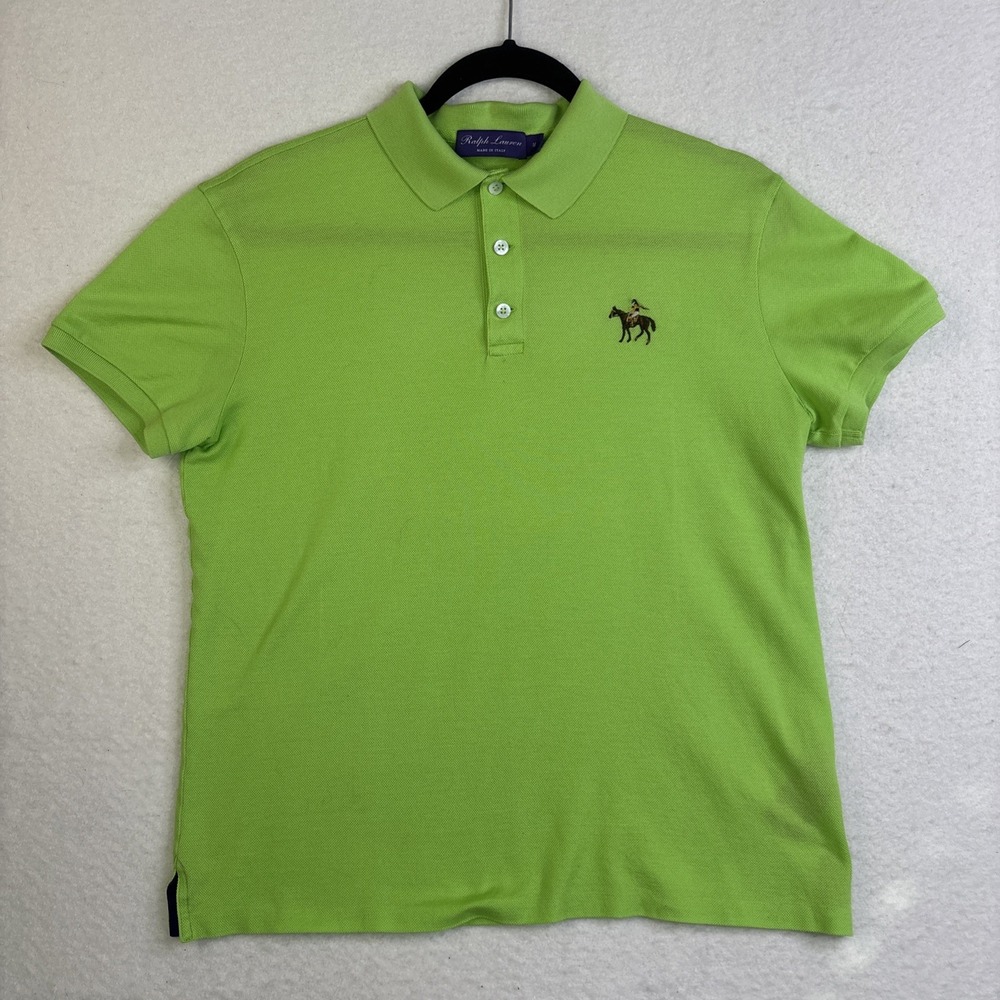 Ralph Lauren Purple Label Standing Jockey Pique Polo Shirt- Size M Italy Made